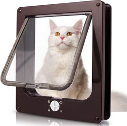 TUWENA Katzenklappe Katzenklappe 4 Wege Magnet-Verschluss,Wetterfest für Innen-/Außentüren, Silent manuelle Haustierklappe innentür in Wand/Holztür/Upvc – Bild 1 von 5