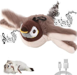 TUWENA Tierkuscheltier Katzenspielzeug Elektrisch Fliegender Vogel, Interaktives Aufladbares, für Katzen,mit Katzenminze – Bild 1 von 5