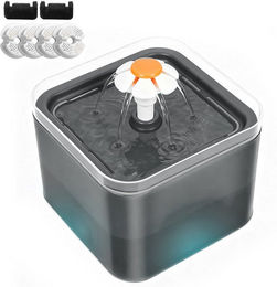 TUWENA Trinkbrunnen 2L Katzentrinkbrunnen mit Leiser Pumpe, Katzen Trinkbrunnen mit LED, Katzenbrunnen mit 4 Aktivkohlefilter+2 Foam Filters – Bild 1 von 5