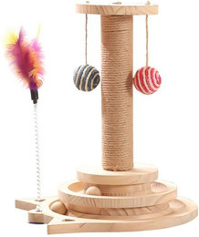 Produktbild von TWSOUL 4-in-1 Katzenkratzbaum aus Kiefernholz mit Sisalseil und Spielzeug