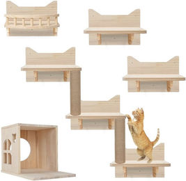 TWSOUL Katzen-Kletterwand Katzenwandmöbel Set mit Katzentreppe, – Bild 1 von 5