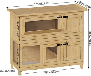 Produktbild von TWSOUL Kleintierstall Großer Kaninchenstall Massivholz
