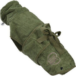 TAKE CARE Bademantel für Hunde aus Baumwolle Grün Größe L 54 cm – Bild 1 von 3