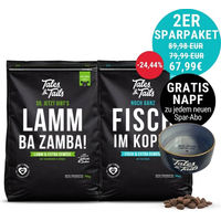 Produktbild von Tales and Tails Getreidefreies Trockenfutter Zweier Paket 8kg Lamm Ente Forelle Hering ohne Zucker