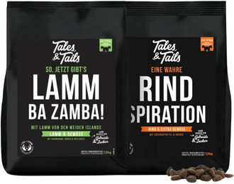 Produktbild von Tales & Tails Getreidefreies Trockenfutter mit hohem Fleischanteil Fisch Lamm Ente 2x 1,5kg