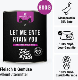 Produktbild von Tales & Tails Hypoallergenes Monoprotein Nassfutter Ente Dose 400g