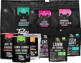 Produktbild von Tales & Tails Kennenlernpaket mit verschiedenen Produktgrößen