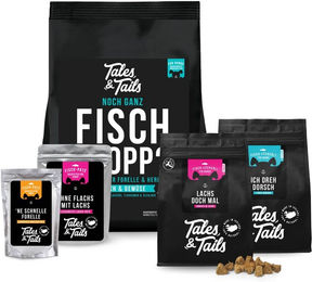 Produktbild von Tales & Tails Monoprotein Paket Fisch Hypoallergen mit Lachs Kabeljau und Forelle