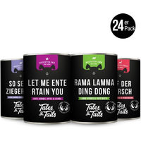 Produktbild von Tales & Tails Nassfutter 4er Mixpaket Getreidefrei und Sensitive Ente Hirsch Lamm Ziege 4x 400g
