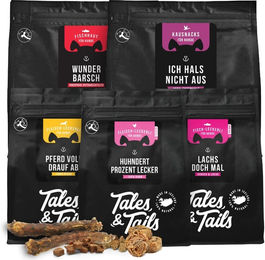Produktbild von Tales & Tails Probierpaket Hundeleckerli mit Lachs, Pferd, Huhn und Fisch