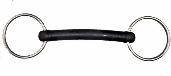 Tattini 2-Ring-Pferdegebiss aus Edelstahl mit steifem Gummi in Silber – Bild 1 von 1