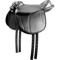 Produktbild von Tattini Bio Leder Sattel für Ponys in Schwarz mit Kindergriff
