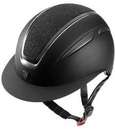 Tattini Cassiopea Cap mit Glitzerplakette und Kristallen in Schwarz mit Verstellrad 59-61 cm – Bild 1 von 2