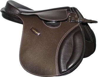 Produktbild von Tattini Daslo Gold Springsattel für Ponys aus Leder in Braun