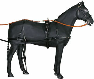 Tattini Doppeltes Leder Fahrgeschirr für Pferde in Schwarz oder Braun – Bild 1 von 2