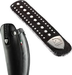 Tattini Ersatzriemen aus Leder mit 3 Reihen Strasssteinen Schwarz 10cm – Bild 1 von 2