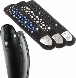 Tattini Ersatzriemen aus Leder mit Strasssteinen Schwarz Silber 10cm – Bild 1 von 3