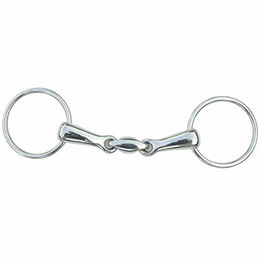Tattini Gebiss Filetto inglese Doppelgelenk mit zentraler Olive aus Edelstahl Silber 19 mm 11,5 cm – Bild 1 von 1