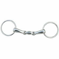 Produktbild von Tattini Gebiss Filetto inglese Doppelgelenk mit zentraler Olive aus Edelstahl Silber 19 mm 11,5 cm