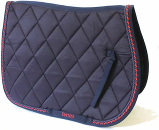 Produktbild von Tattini Gesteppte Satteldecke für Pferde in Blau mit dreifacher Rautenpaspelierung aus Polyester