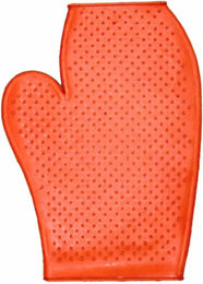 Produktbild von Tattini Gummihandschuhe für die Fellpflege und Shampoo-Anwendung in Rot und Orange