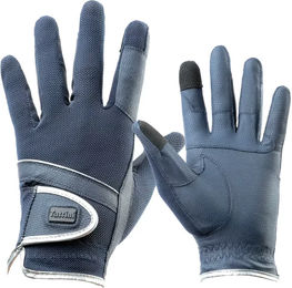 Tattini Handschuhe aus technischem Gewebe in Silber und Blau Unisex Größe S – Bild 1 von 3