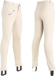 Tattini Jodhpurs Reithose für Kinder aus Clarino Kunstleder in Beige ganzjährig nutzbar – Bild 1 von 5