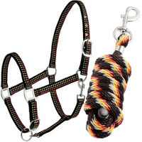 Produktbild von Tattini Pferdehalfter und Longe aus Nylon in Schwarz und Bunt