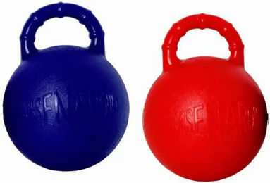 Tattini Pferdespielball aus Gummi mit Griff für Stallpferde in Rot oder Bunt – Bild 1 von 2