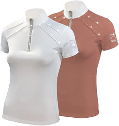 Produktbild von Tattini Reitshirt für Damen mit Lurex-Dekoration in Rosa und Weiß Größe L