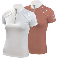 Produktbild von Tattini Reitshirt für Damen mit Lurex-Dekoration in Rosa und Weiß Größe XS