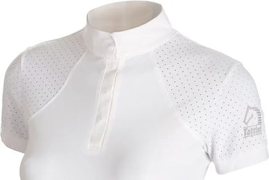 Produktbild von Tattini Reitshirt Polo für Damen in Weiß mit mikroperforierten Einsätzen für den Sommer