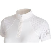 Produktbild von Tattini Reitshirt Polo für Damen in Weiß mit mikroperforierten Einsätzen für den Sommer