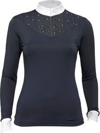 Produktbild von Tattini Turnierpolo mit langen Ärmeln für Damen in Blau oder Schwarz Größe XS