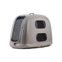 Produktbild von Tavo Crispin Haustier-Transportbox Large für Hunde und Katzen mit ISOFIX und Top-Tether Befestigung, 360 Grad Mesh-Belüftung, faltbar, Farbe Merle