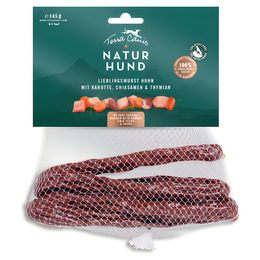Produktbild von Tecfood Naturhund Lieblingswurst Huhn Karotte Monoprotein Trockenfleisch 145 g
