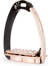 Produktbild von Tech Stirrups Venice Plus EVO Sicherheitsbügel für Reiter in Schwarz und Gold - 570 g