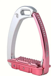 Tech Stirrups Venice Sicherheitssteigbügel für Kinder mit Swarovski Verzierungen aus Aluminium in Silber und Rosa – Bild 1 von 1