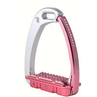 Produktbild von Tech Stirrups Venice Sicherheitssteigbügel für Kinder mit Swarovski Verzierungen aus Aluminium in Silber und Rosa