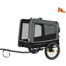 tectake Fahrradanhänger für Hunde 3in1 multifunktional gefedert grau 240 Liter aus wasserabweisendem Oxford-Gewebe bis 40 kg – Bild 1 von 5