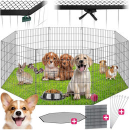tectake Freigehege aus 8 Metall-Gitterelementen für Kaninchen und Meerschweinchen – Bild 1 von 5