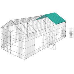tectake Freilaufgehege für Kaninchen mit Sonnenschutz aus Metall in Grün 180 x 75 x 75 cm – Bild 1 von 4