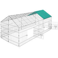 Produktbild von tectake Freilaufgehege für Kaninchen mit Sonnenschutz aus Metall in Grün 180 x 75 x 75 cm