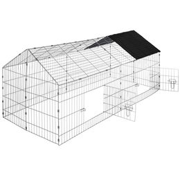 tectake Freilaufgehege für Kaninchen mit Sonnenschutz aus Metall in Schwarz 180 x 75 x 75 cm – Bild 1 von 4