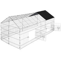 Produktbild von tectake Freilaufgehege für Kaninchen mit Sonnenschutz aus Metall in Schwarz 180 x 75 x 75 cm