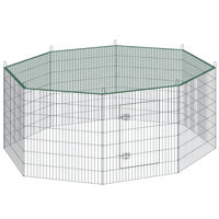 Produktbild von tectake Freilaufgehege mit Sicherheitsnetz für Kaninchen aus Metall Ø 204 x 93 cm Silber