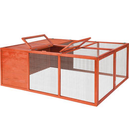 tectake Hasenstall Murphy Kleintierstall aus Holz faltbar mit Dachöffnung 150x103x53cm Braun – Bild 1 von 13