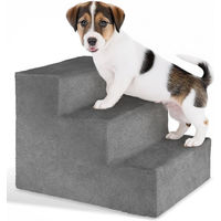 Produktbild von tectake Haustiertreppe für Hunde und Katzen in Grau aus Polyester mit 50 kg Belastbarkeit 37 x 45 x 34,5 cm