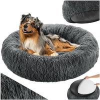 Produktbild von tectake Hundebett aus Plüsch für Hunde und Katzen Grau Ø 70cm