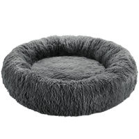 Produktbild von tectake Hundebett Maja Grau mit dicker Polsterung und langem Plüsch Ø 80 cm